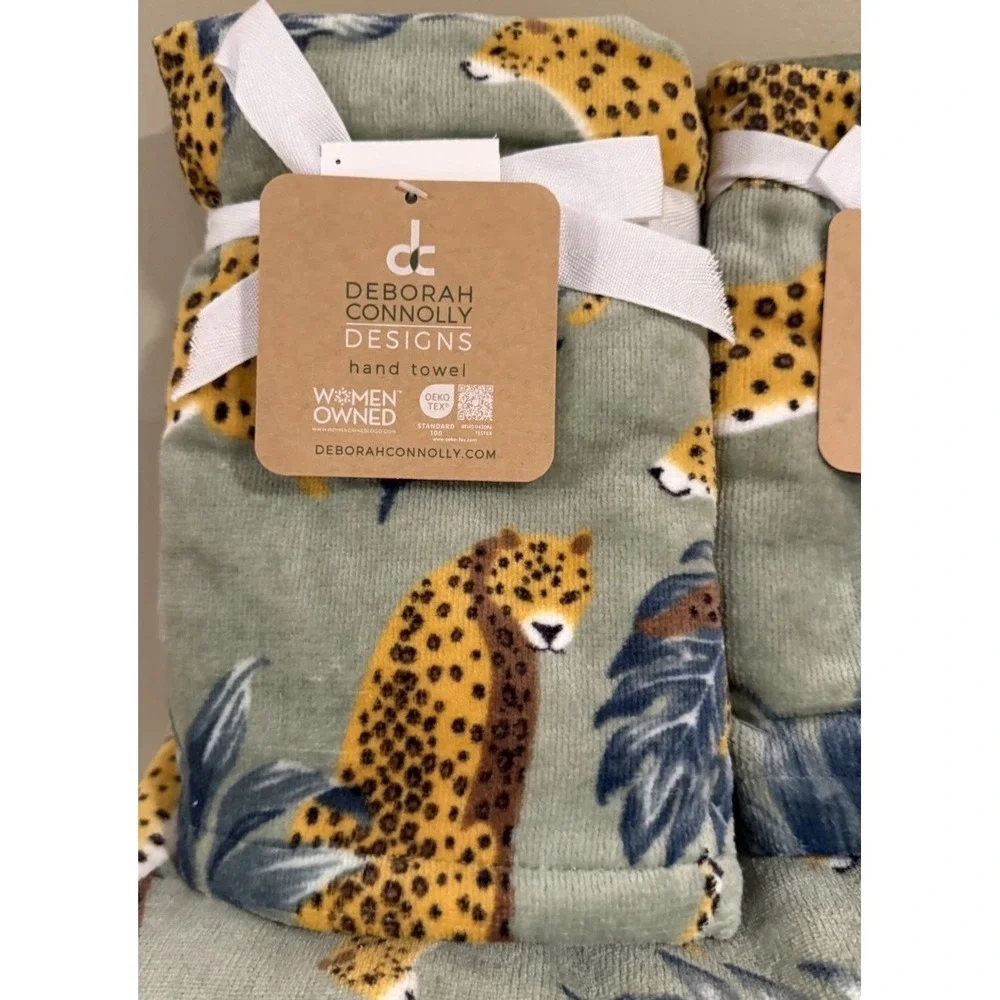 Deborah Connolly Safari Jungle Cheetah 8 Pc Towel Set 4 Bath 4 Hand Towels NEW
